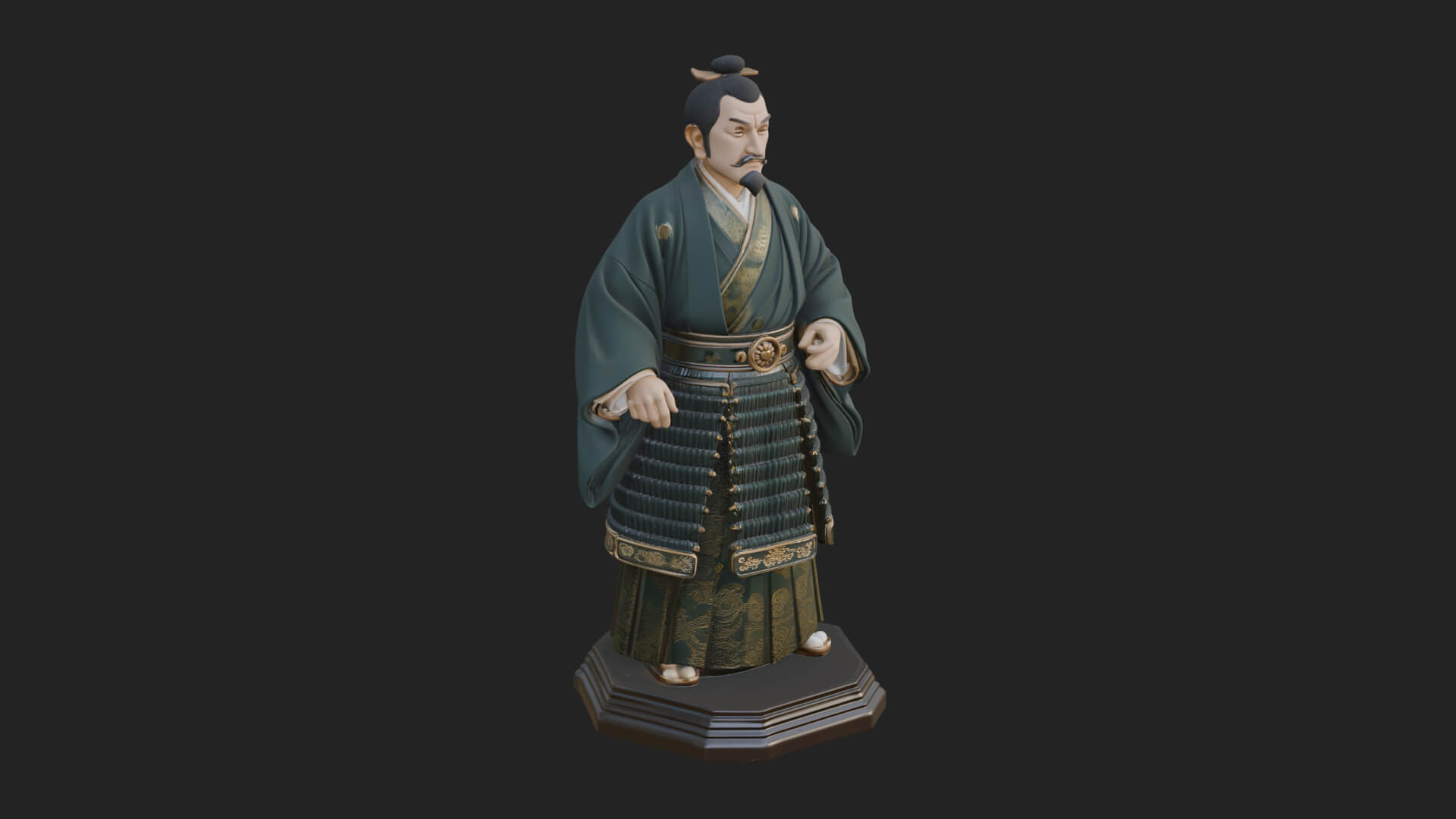 Kimono Swordsman Statue Design 4 3D Print Model 3D Model