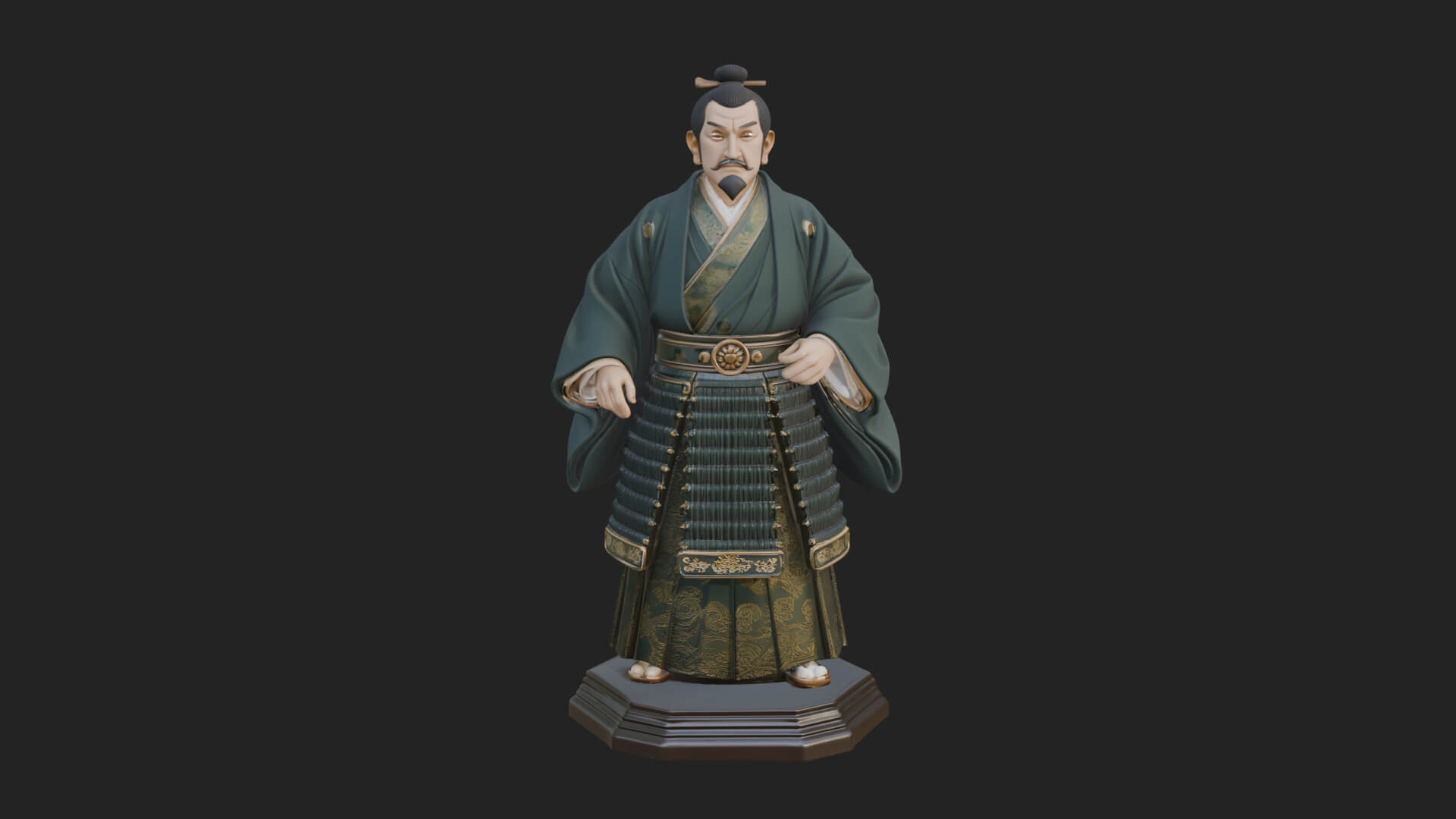 Kimono Swordsman Statue Design 4 3D Print Model 3D Model