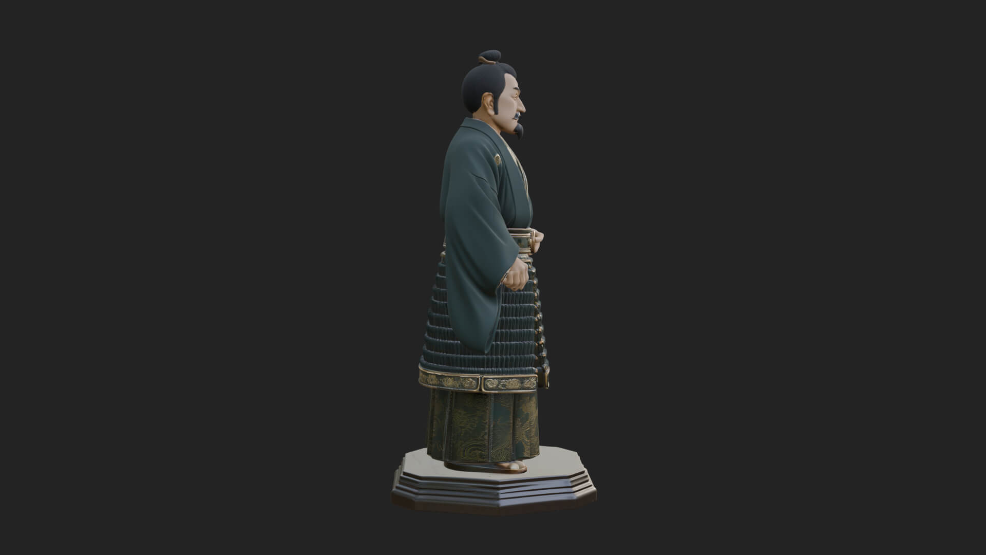 Kimono Swordsman Statue Design 4 3D Print Model 3D Model