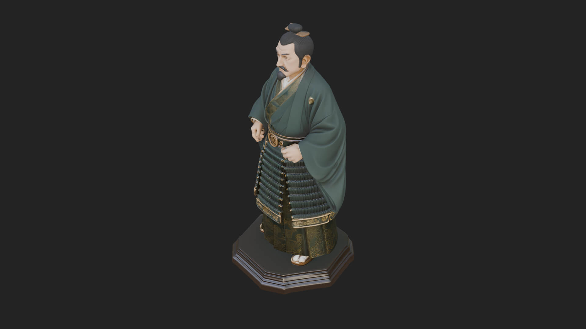 Kimono Swordsman Statue Design 4 3D Print Model 3D Model