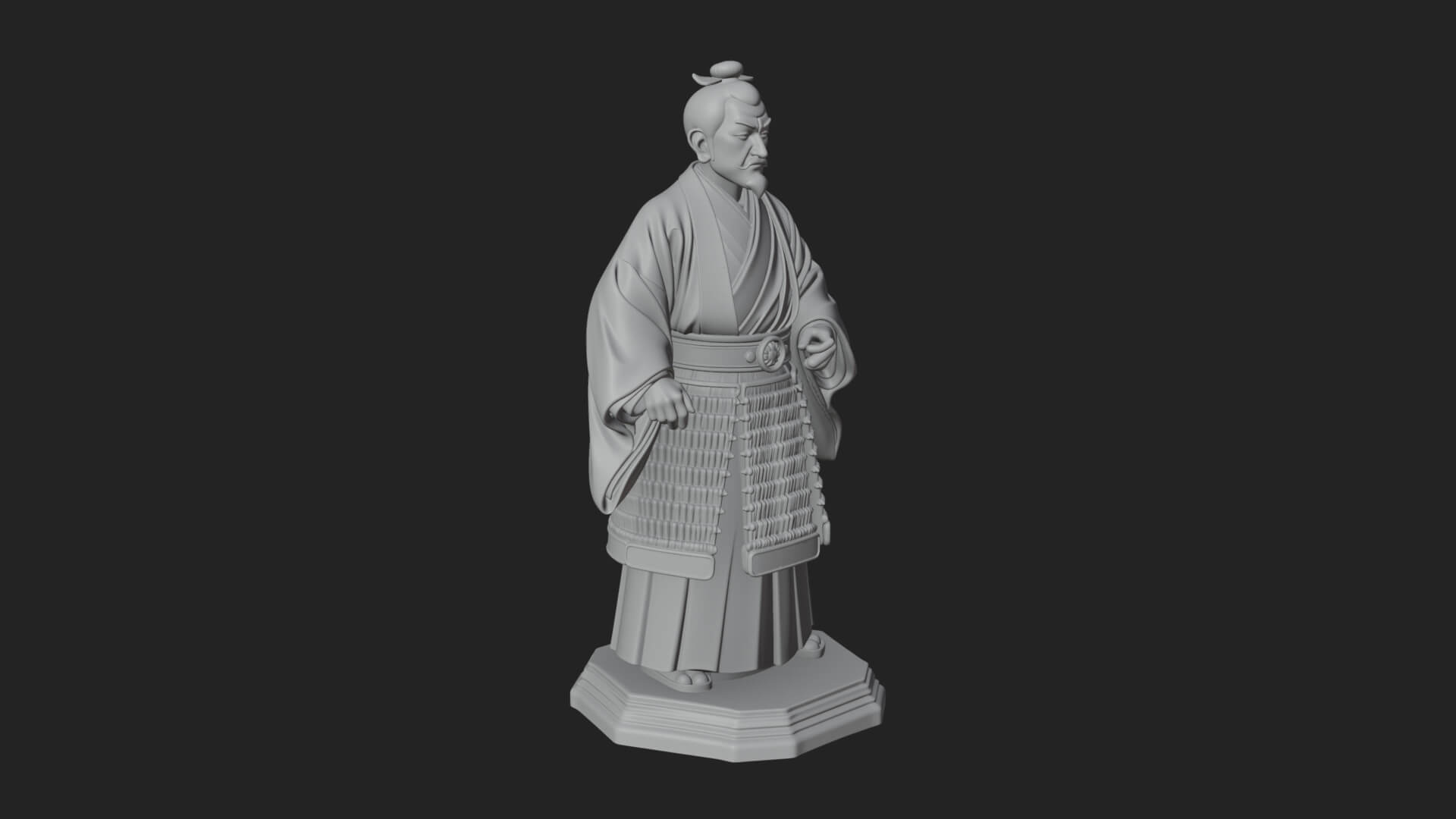 Kimono Swordsman Statue Design 4 3D Print Model 3D Model