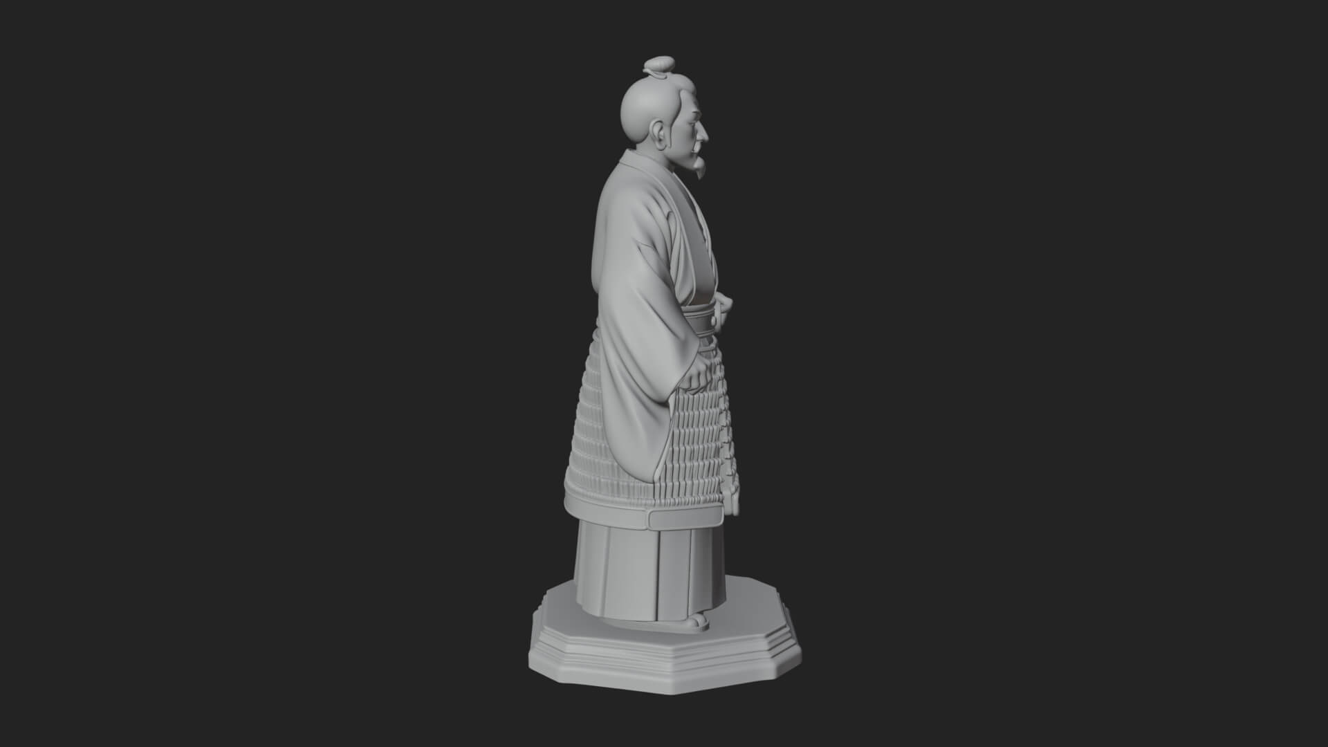 Kimono Swordsman Statue Design 4 3D Print Model 3D Model