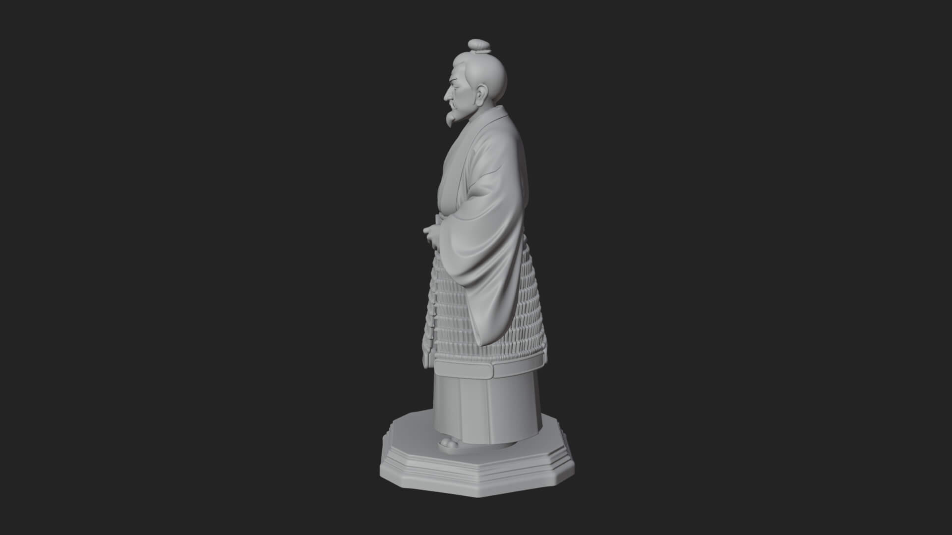 Kimono Swordsman Statue Design 4 3D Print Model 3D Model