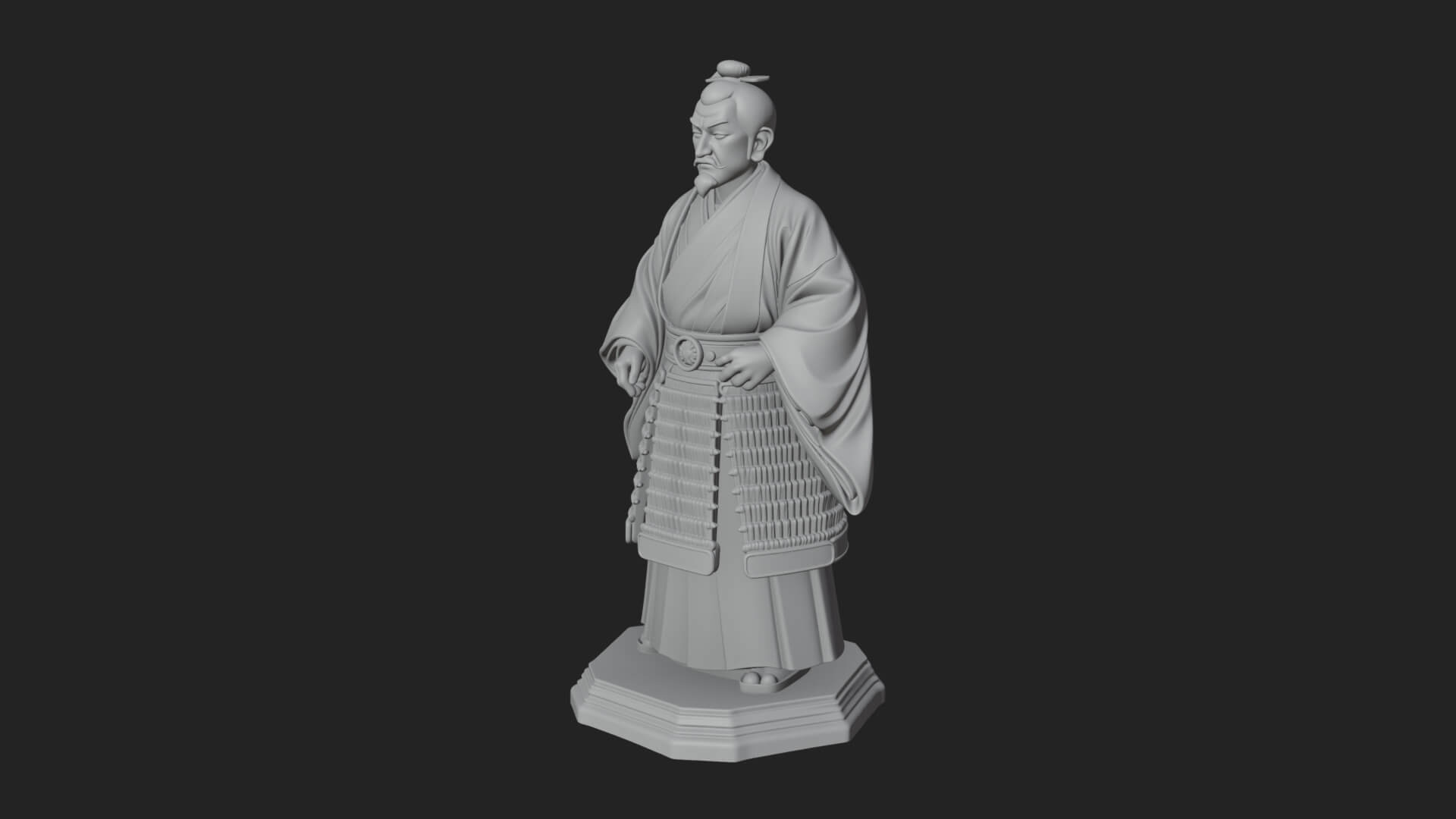 Kimono Swordsman Statue Design 4 3D Print Model 3D Model