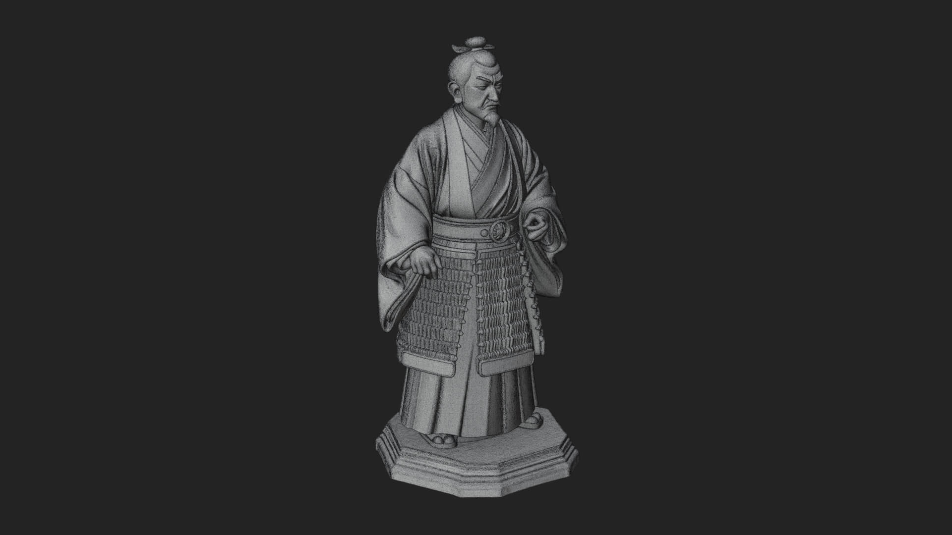 Kimono Swordsman Statue Design 4 3D Print Model 3D Model