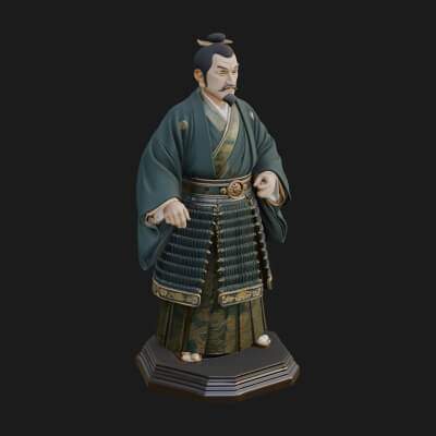Kimono Swordsman Statue Design 4 3D Print Model
