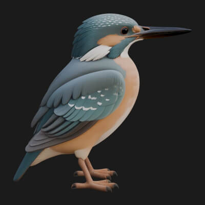 Kingfisher Bird Statue Design 3 3D Print Model