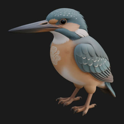 Kingfisher Bird Statue Design 4 3D Print Model