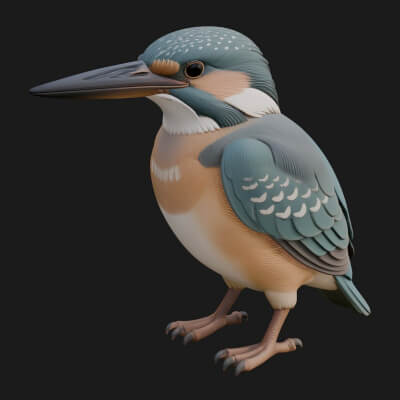 Kingfisher Bird Statue Design 5 3D Print Model