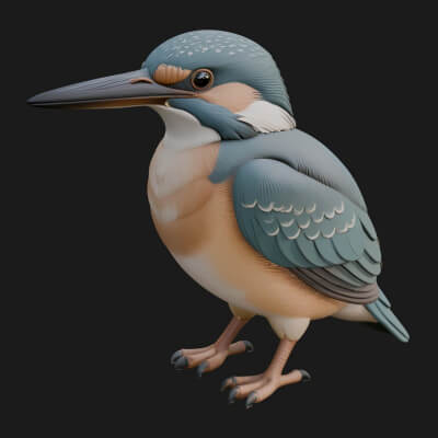 Kingfisher Bird Statue Design 7 3D Print Model