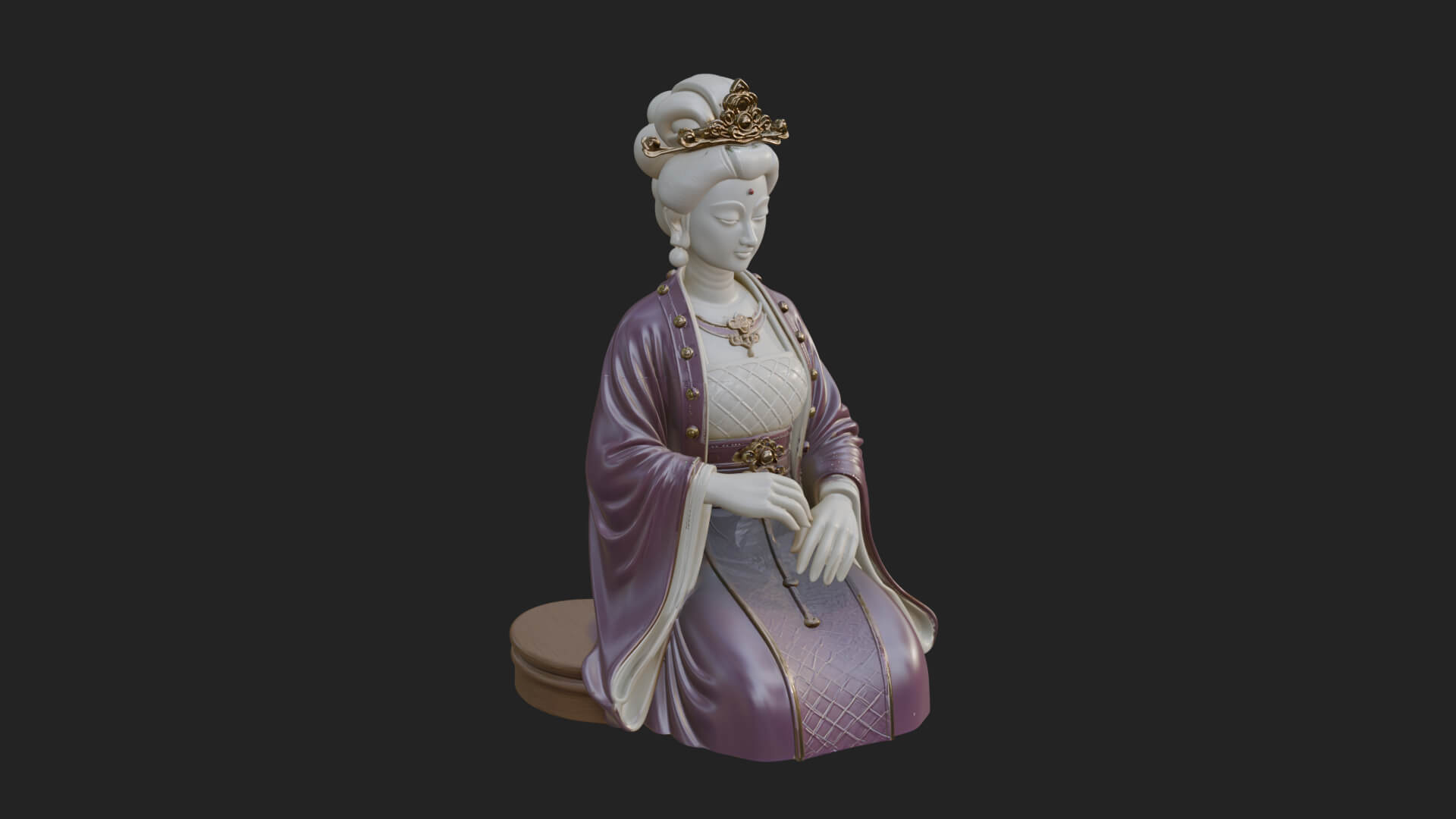 Kneeling Hanfu Lady Statue Design 1 3D Print Model 3D Model