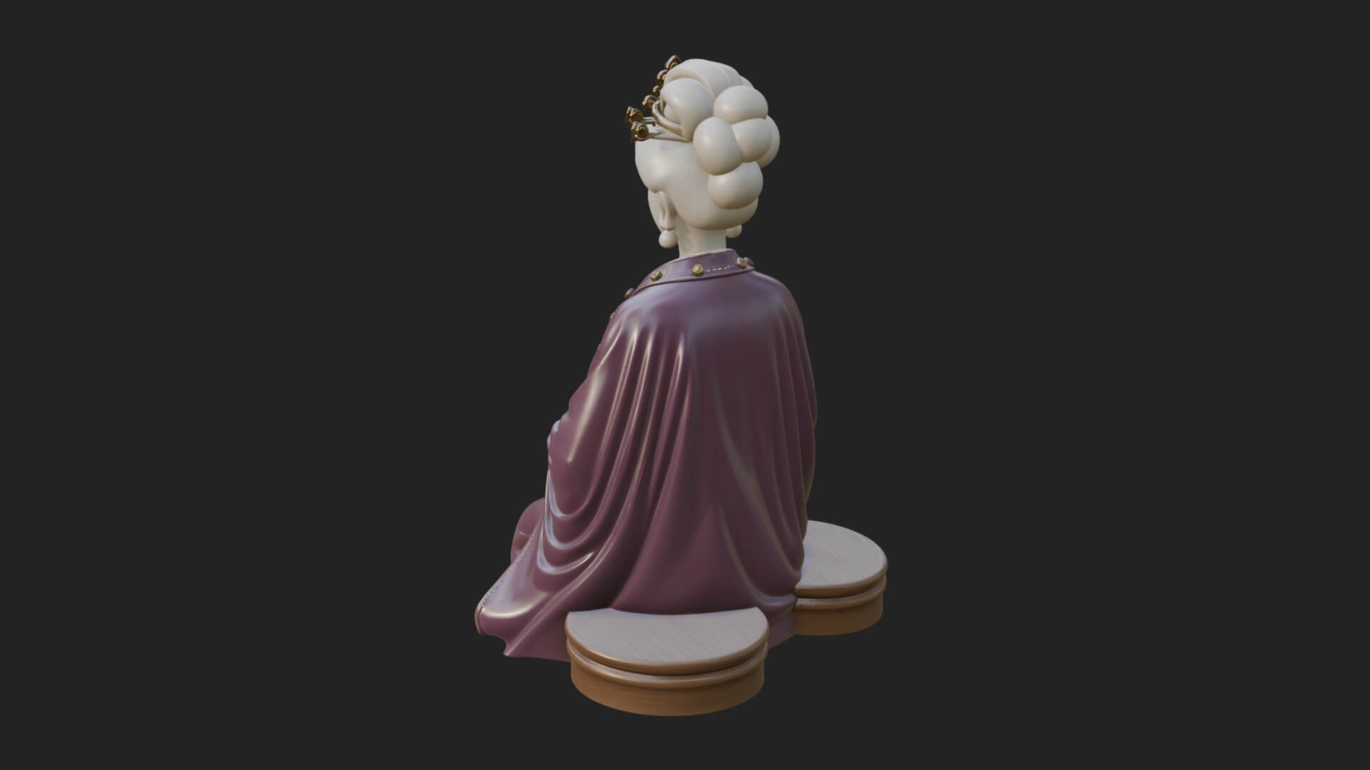 Kneeling Hanfu Lady Statue Design 1 3D Print Model 3D Model