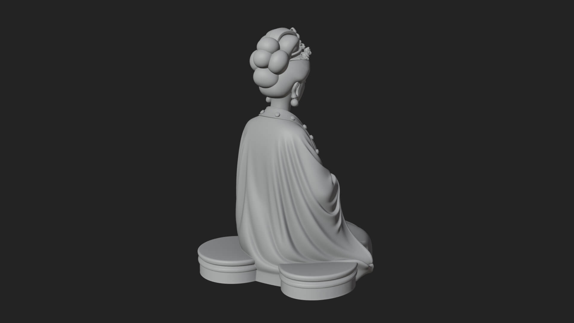 Kneeling Hanfu Lady Statue Design 1 3D Print Model 3D Model