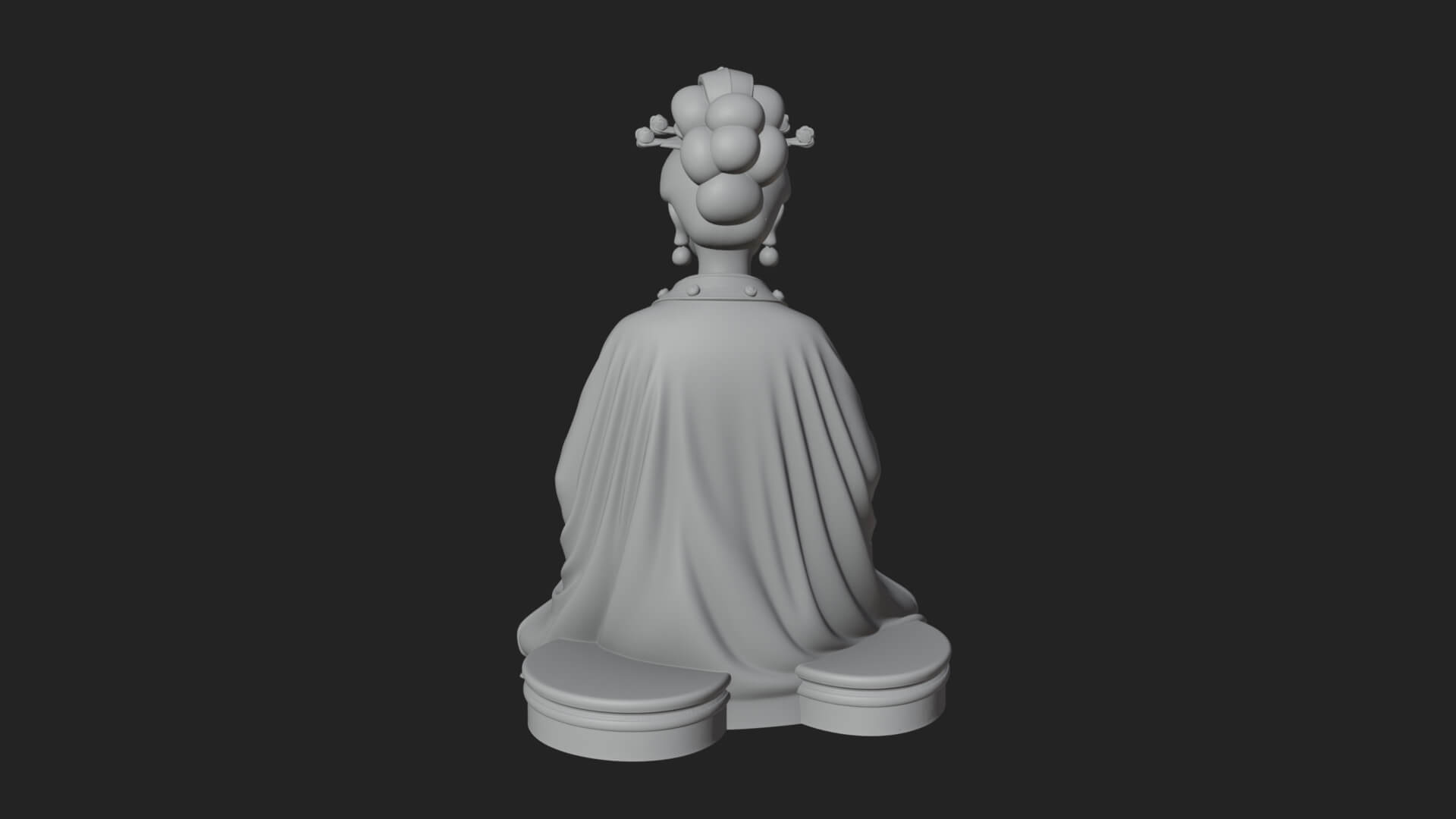 Kneeling Hanfu Lady Statue Design 1 3D Print Model 3D Model