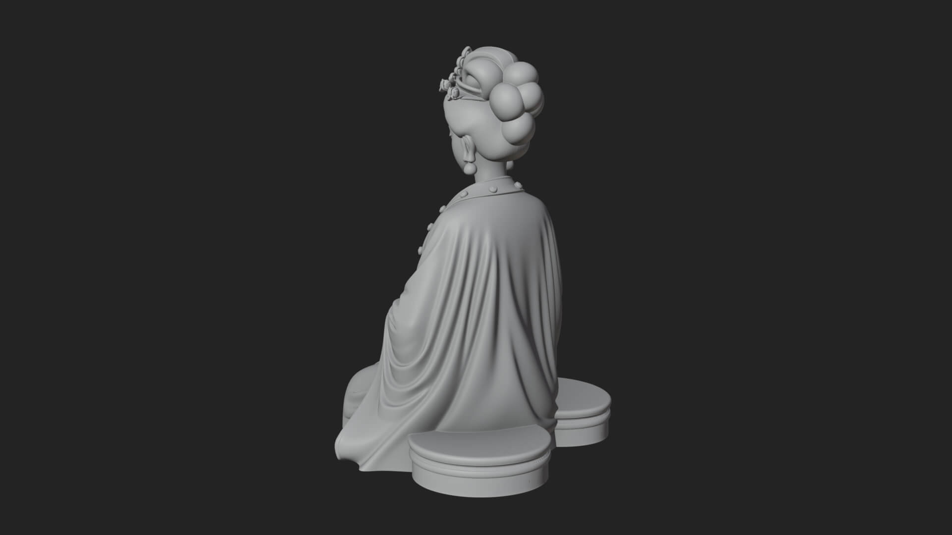 Kneeling Hanfu Lady Statue Design 1 3D Print Model 3D Model