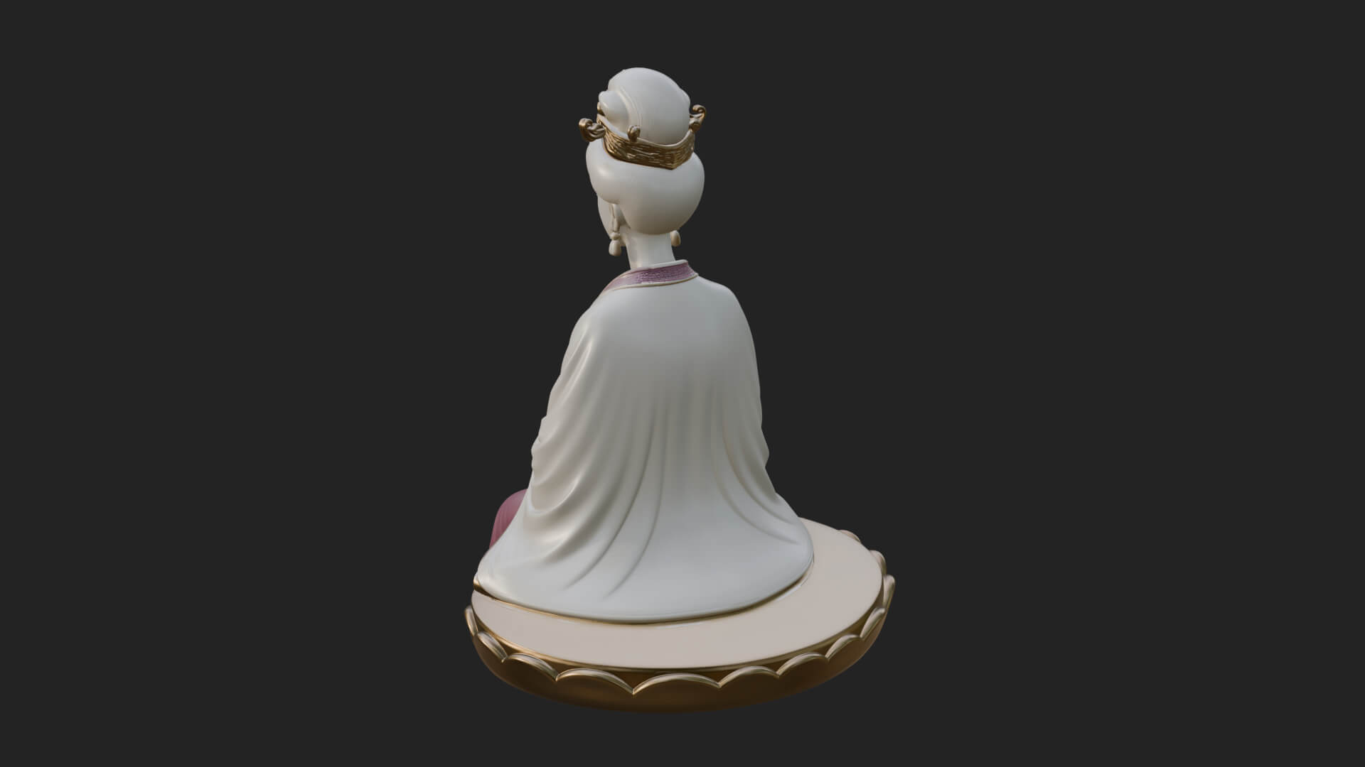 Kneeling Hanfu Lady Statue Design 2 3D Print Model 3D Model