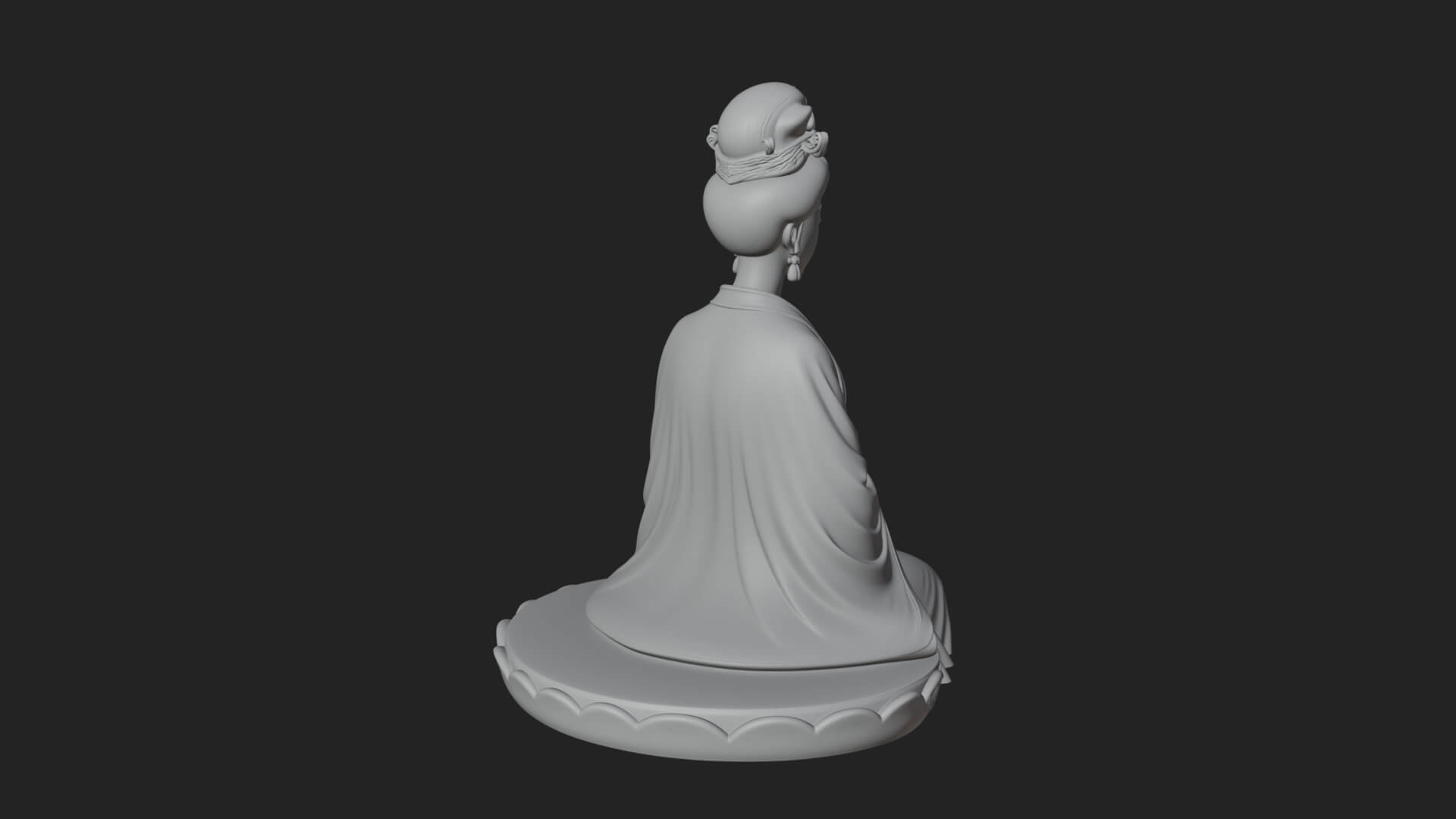 Kneeling Hanfu Lady Statue Design 2 3D Print Model 3D Model