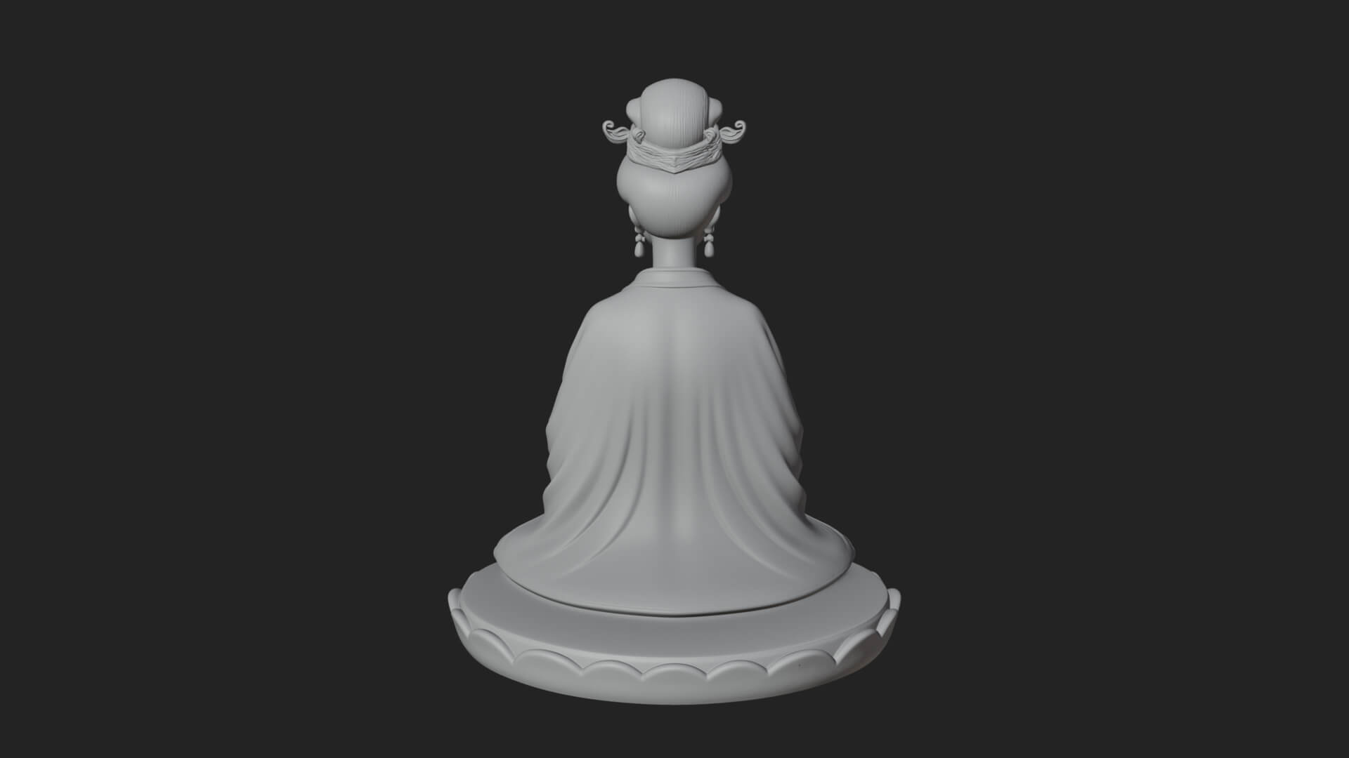 Kneeling Hanfu Lady Statue Design 2 3D Print Model 3D Model