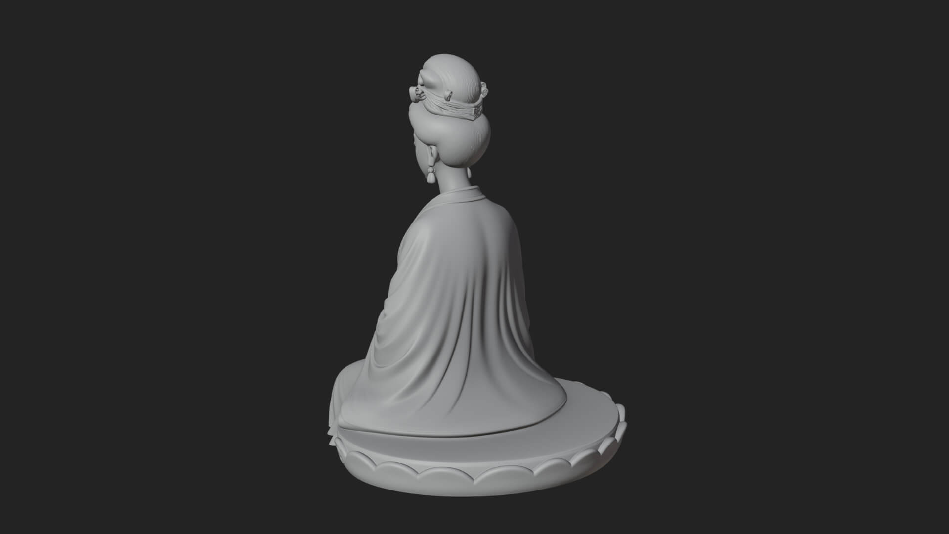 Kneeling Hanfu Lady Statue Design 2 3D Print Model 3D Model