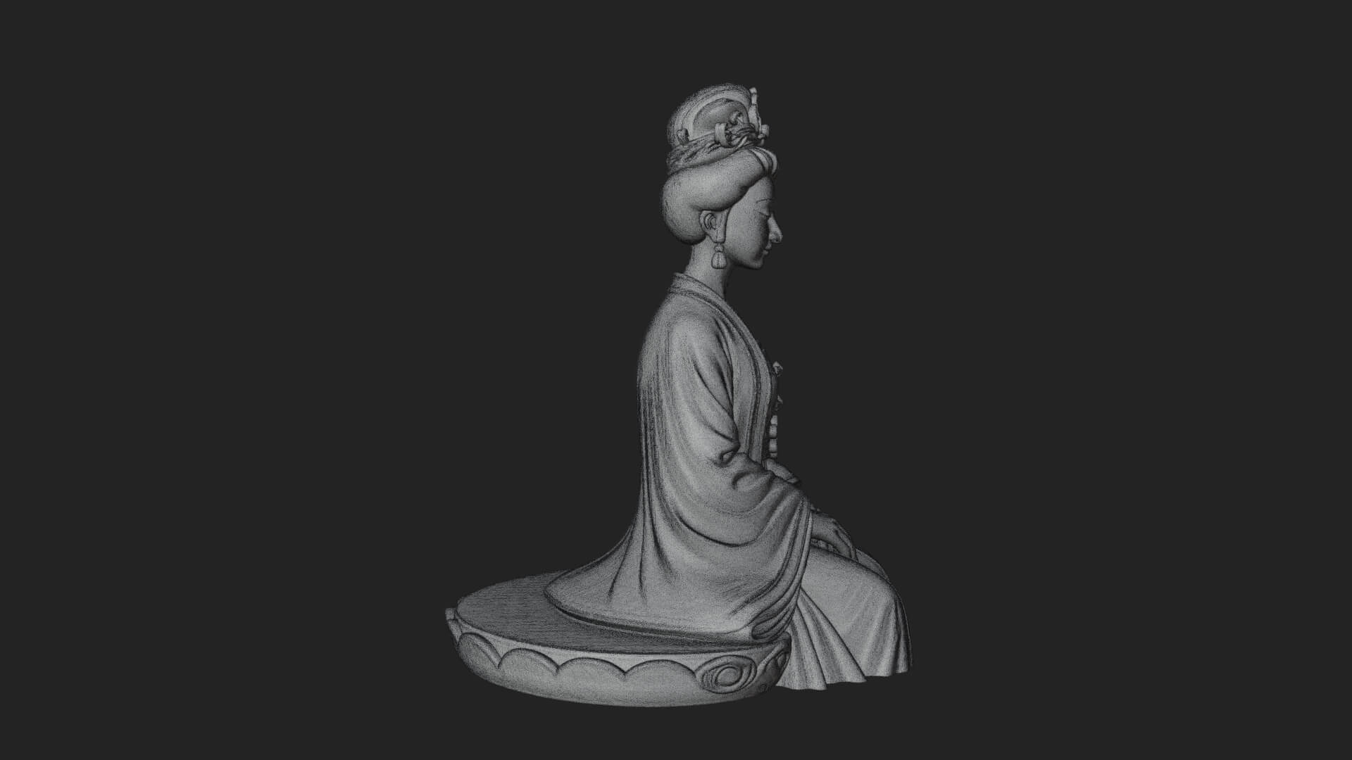 Kneeling Hanfu Lady Statue Design 2 3D Print Model 3D Model