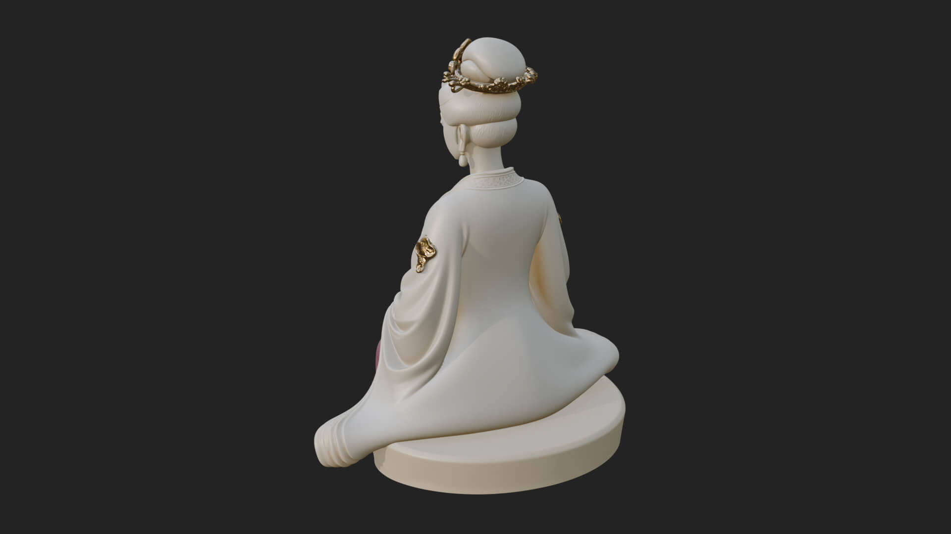 Kneeling Hanfu Lady Statue Design 3 3D Print Model 3D Model