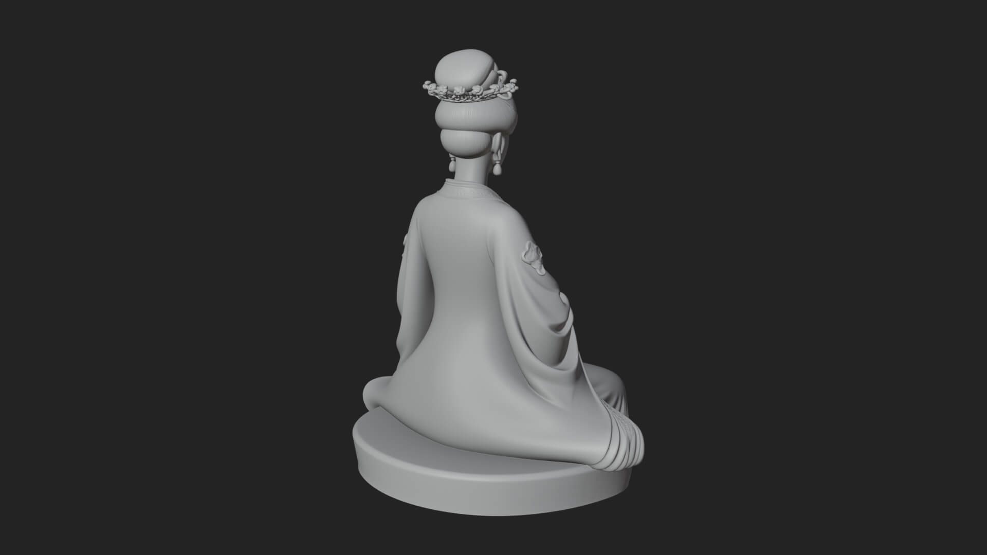 Kneeling Hanfu Lady Statue Design 3 3D Print Model 3D Model