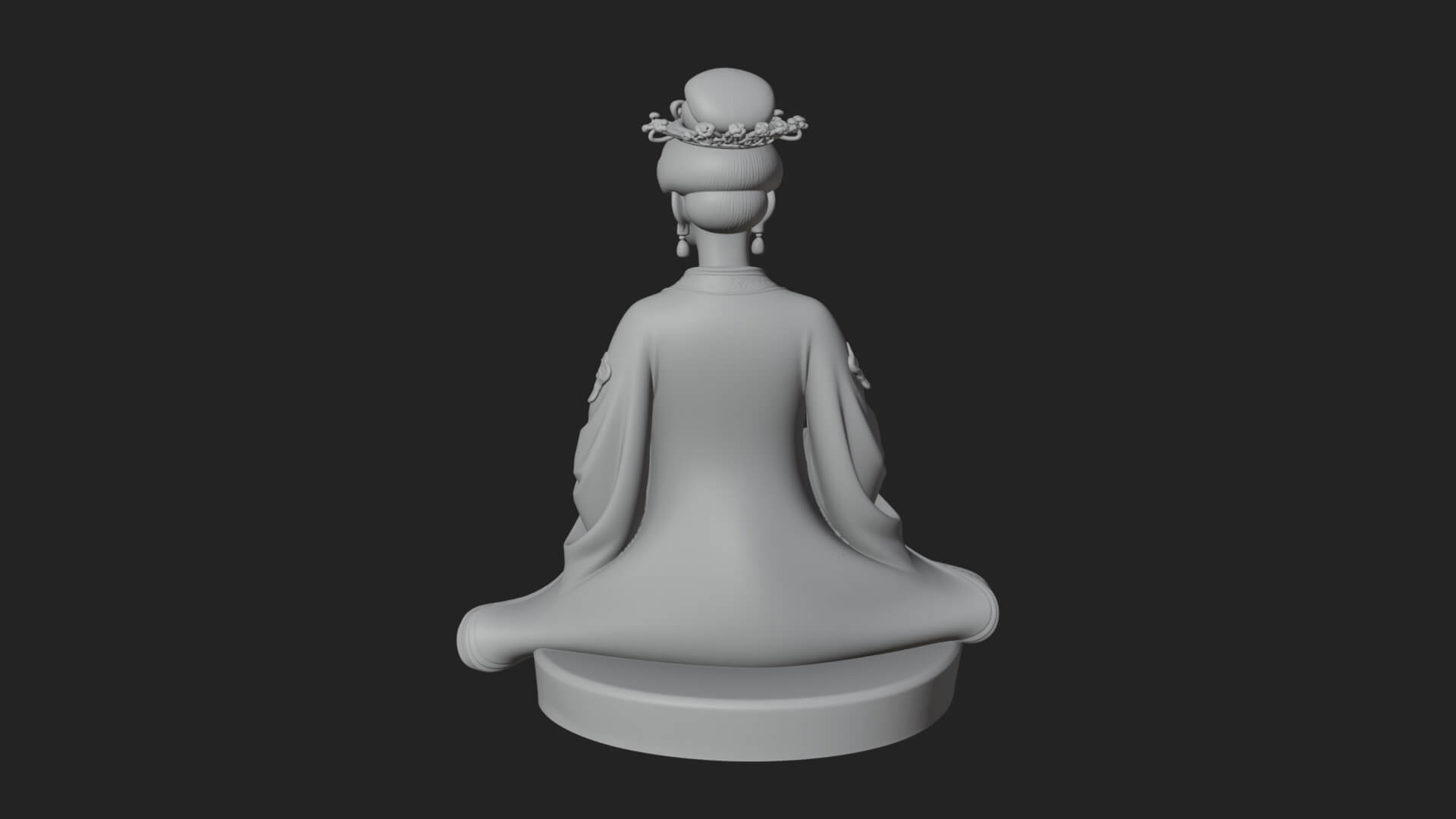 Kneeling Hanfu Lady Statue Design 3 3D Print Model 3D Model