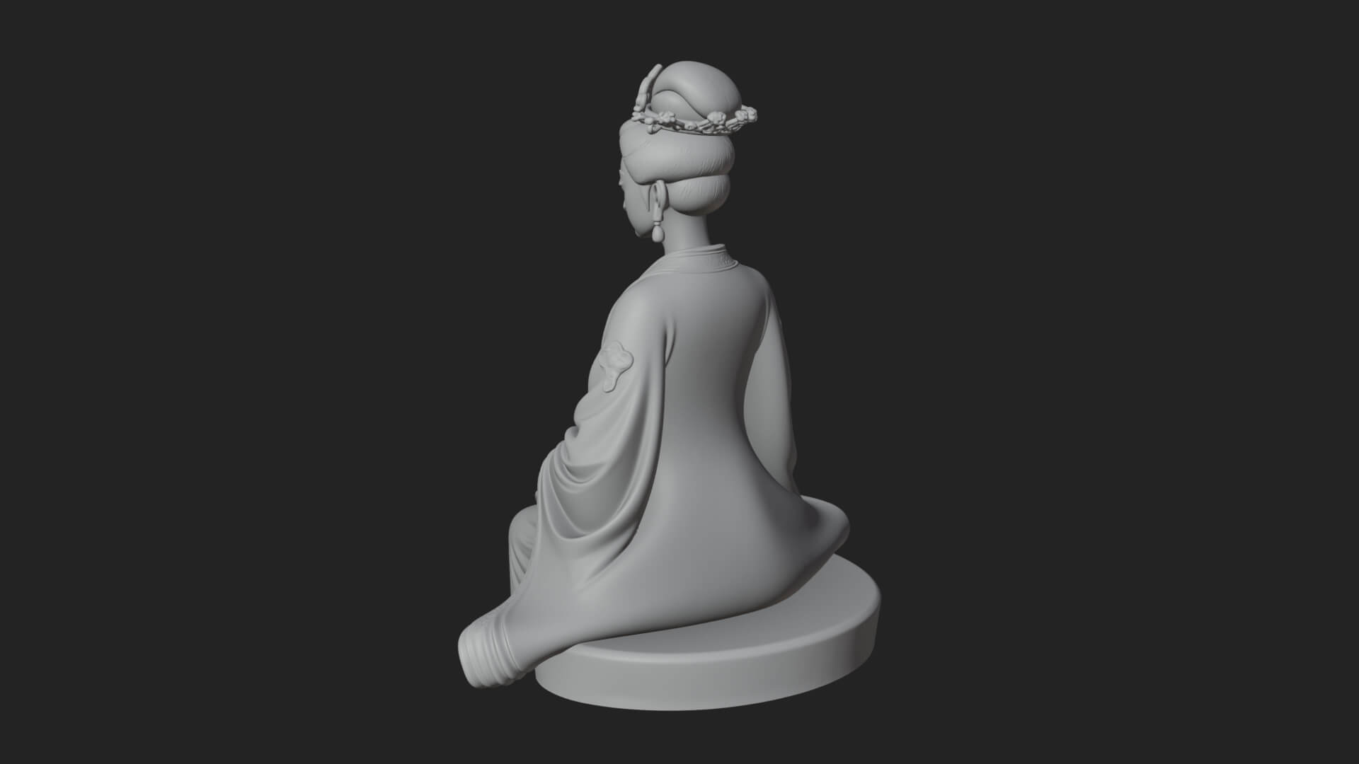 Kneeling Hanfu Lady Statue Design 3 3D Print Model 3D Model