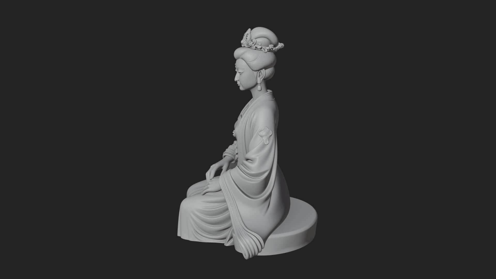 Kneeling Hanfu Lady Statue Design 3 3D Print Model 3D Model