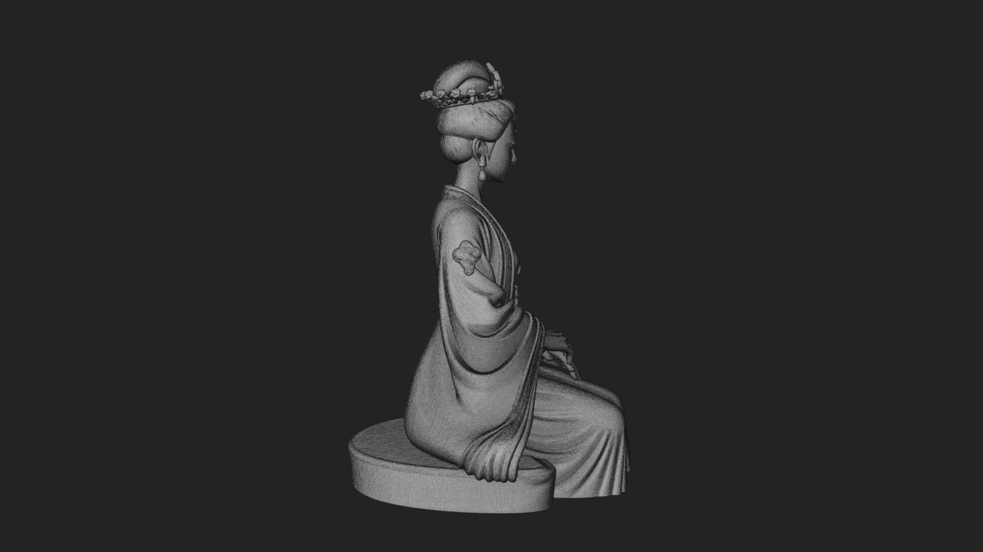 Kneeling Hanfu Lady Statue Design 3 3D Print Model 3D Model