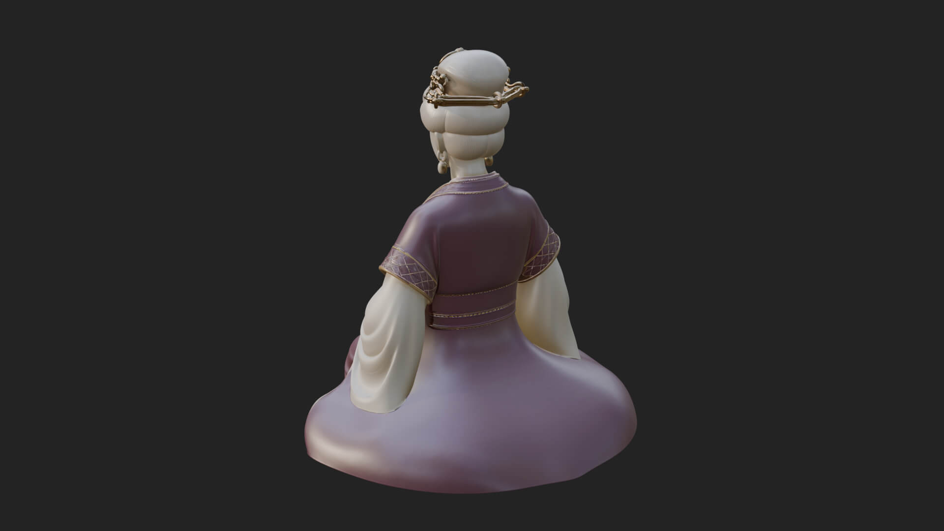 Kneeling Hanfu Lady Statue Design 4 3D Print Model 3D Model
