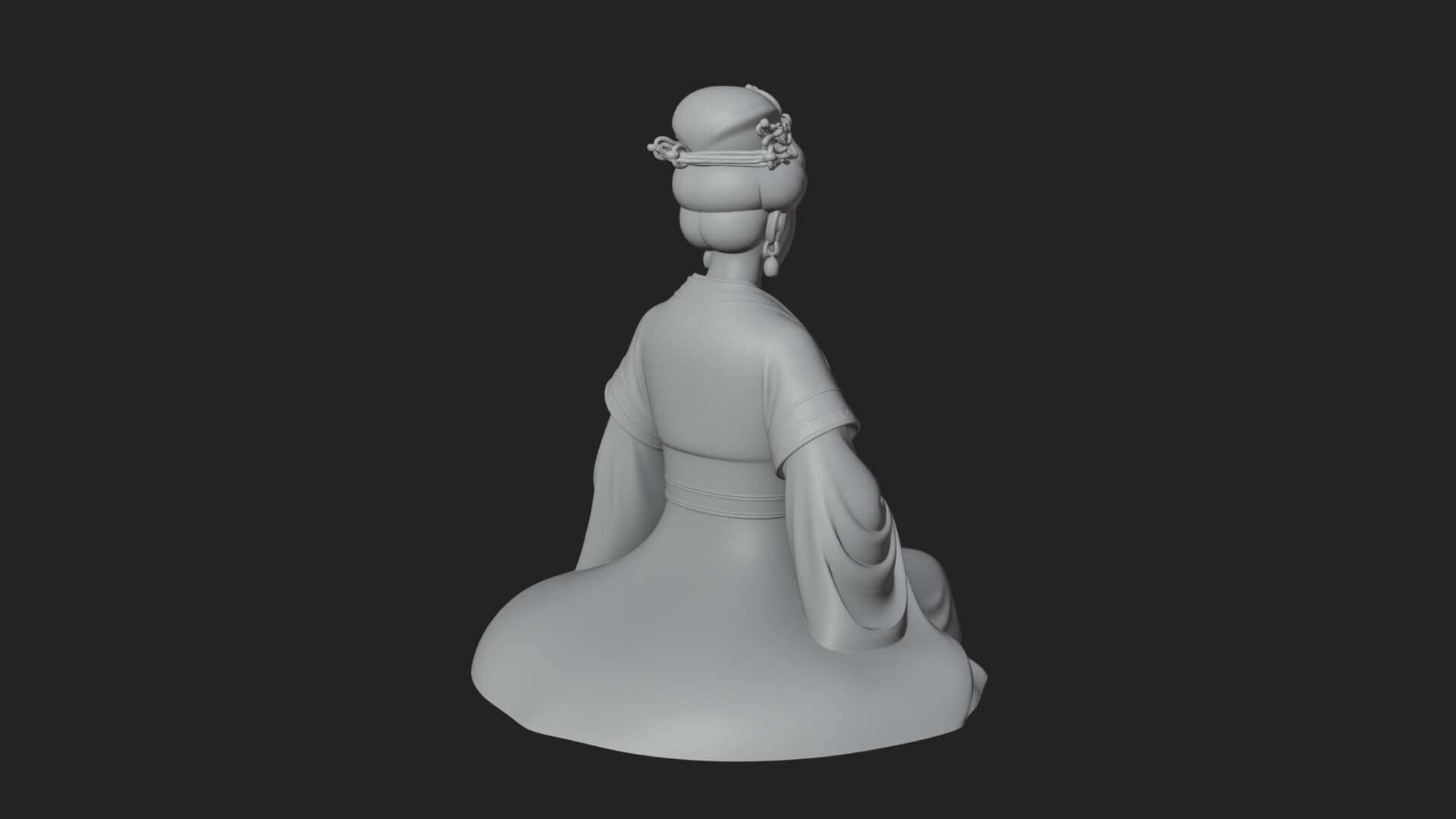 Kneeling Hanfu Lady Statue Design 4 3D Print Model 3D Model