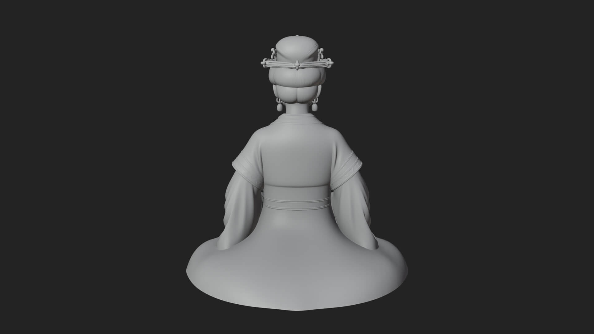 Kneeling Hanfu Lady Statue Design 4 3D Print Model 3D Model