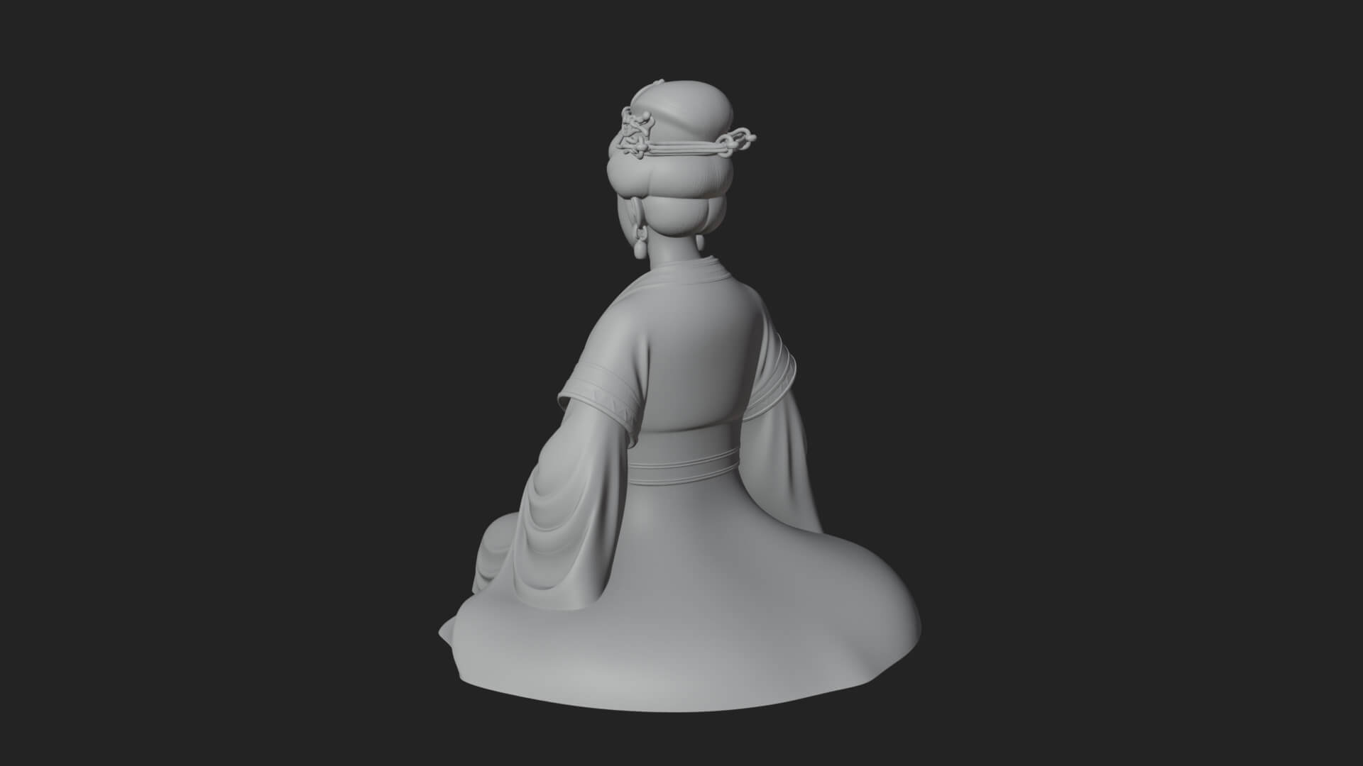 Kneeling Hanfu Lady Statue Design 4 3D Print Model 3D Model