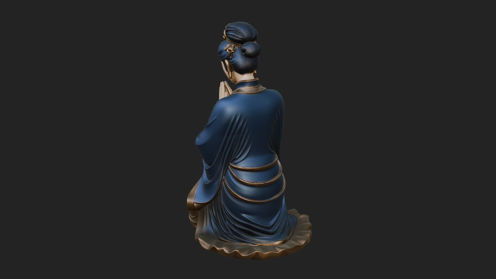 Kneeling Hanfu Lady Statue Design 5 3D Print Model 3D Model