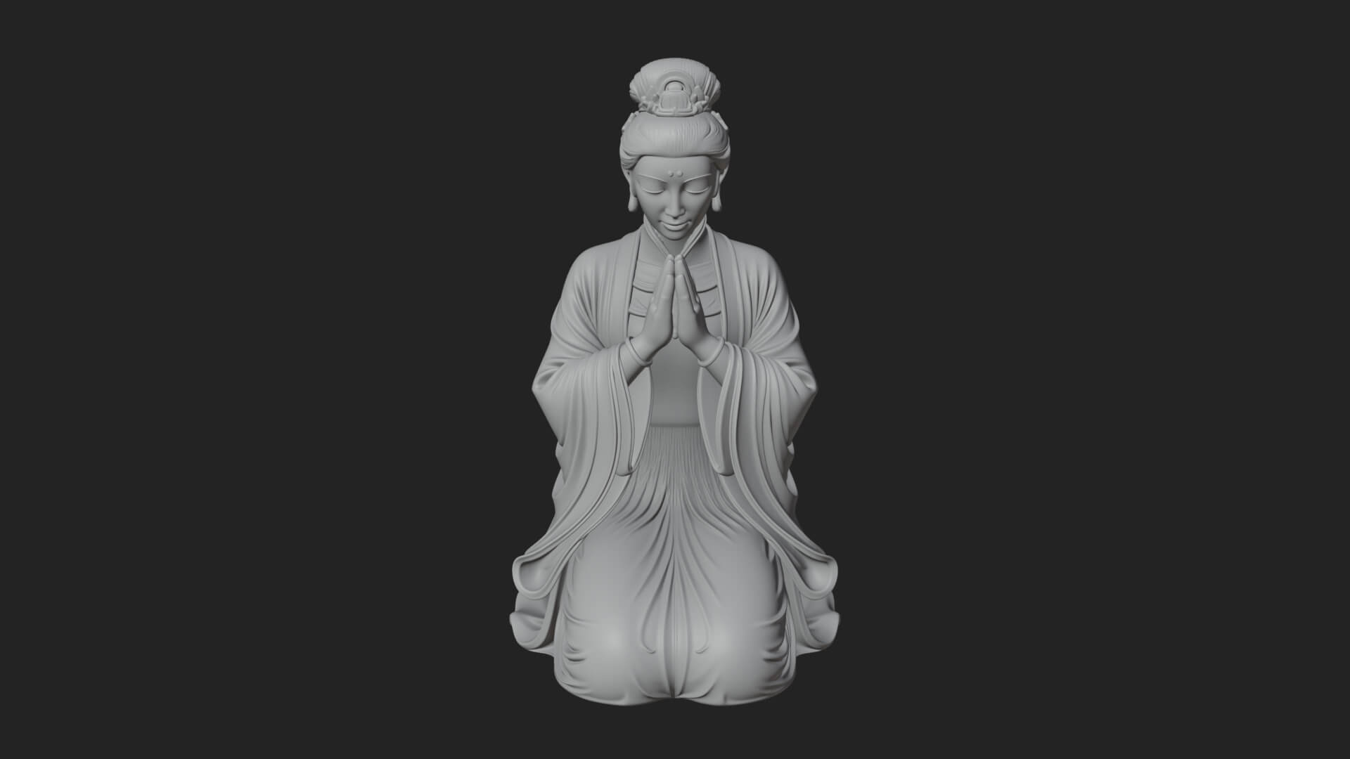 Kneeling Hanfu Lady Statue Design 5 3D Print Model 3D Model