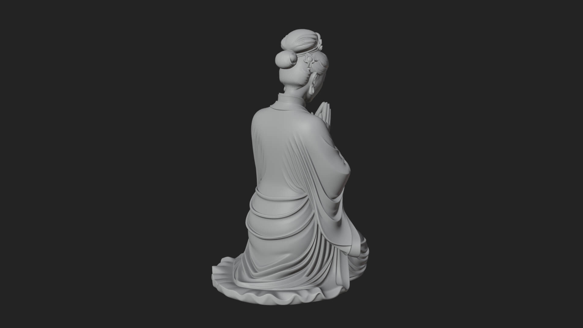 Kneeling Hanfu Lady Statue Design 5 3D Print Model 3D Model