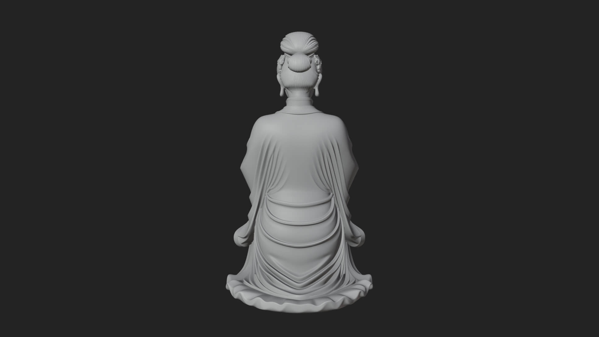 Kneeling Hanfu Lady Statue Design 5 3D Print Model 3D Model