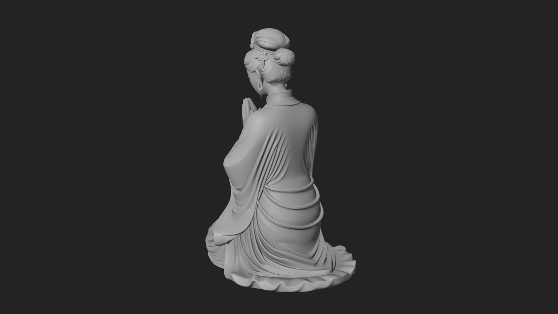 Kneeling Hanfu Lady Statue Design 5 3D Print Model 3D Model