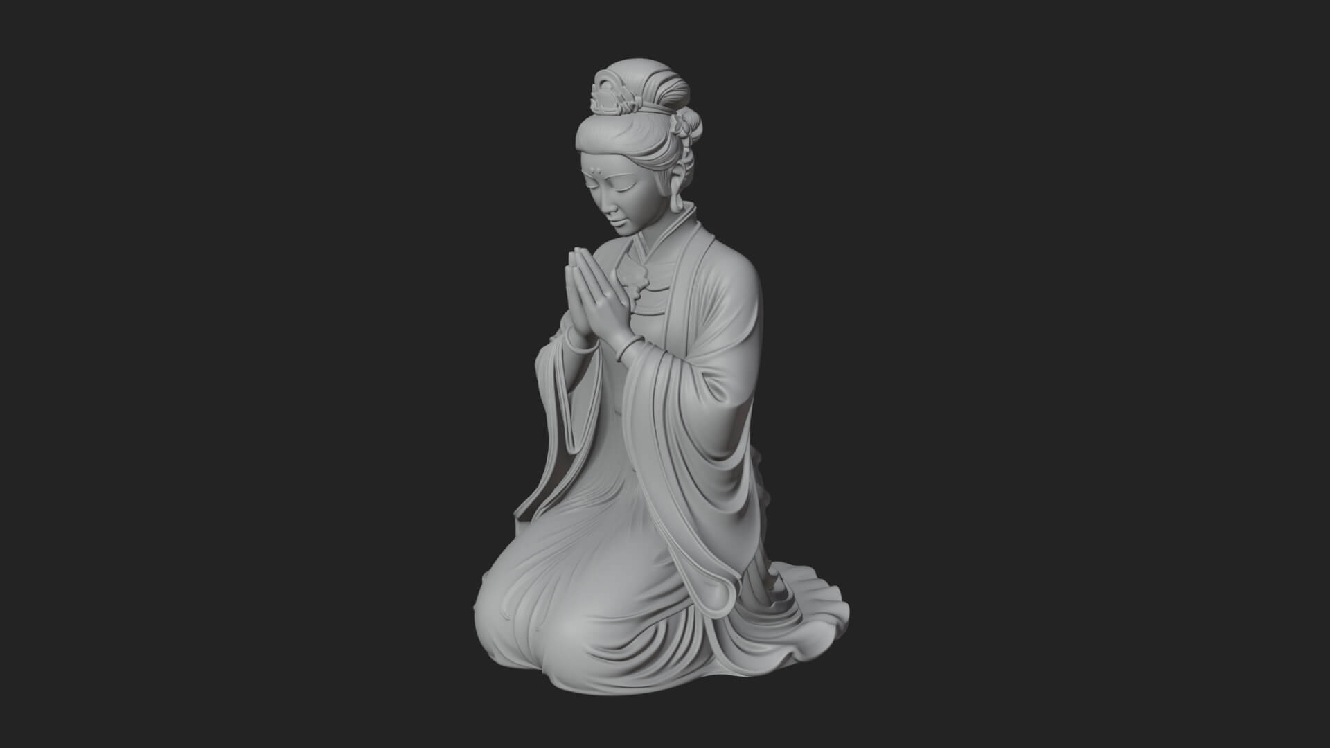 Kneeling Hanfu Lady Statue Design 5 3D Print Model 3D Model
