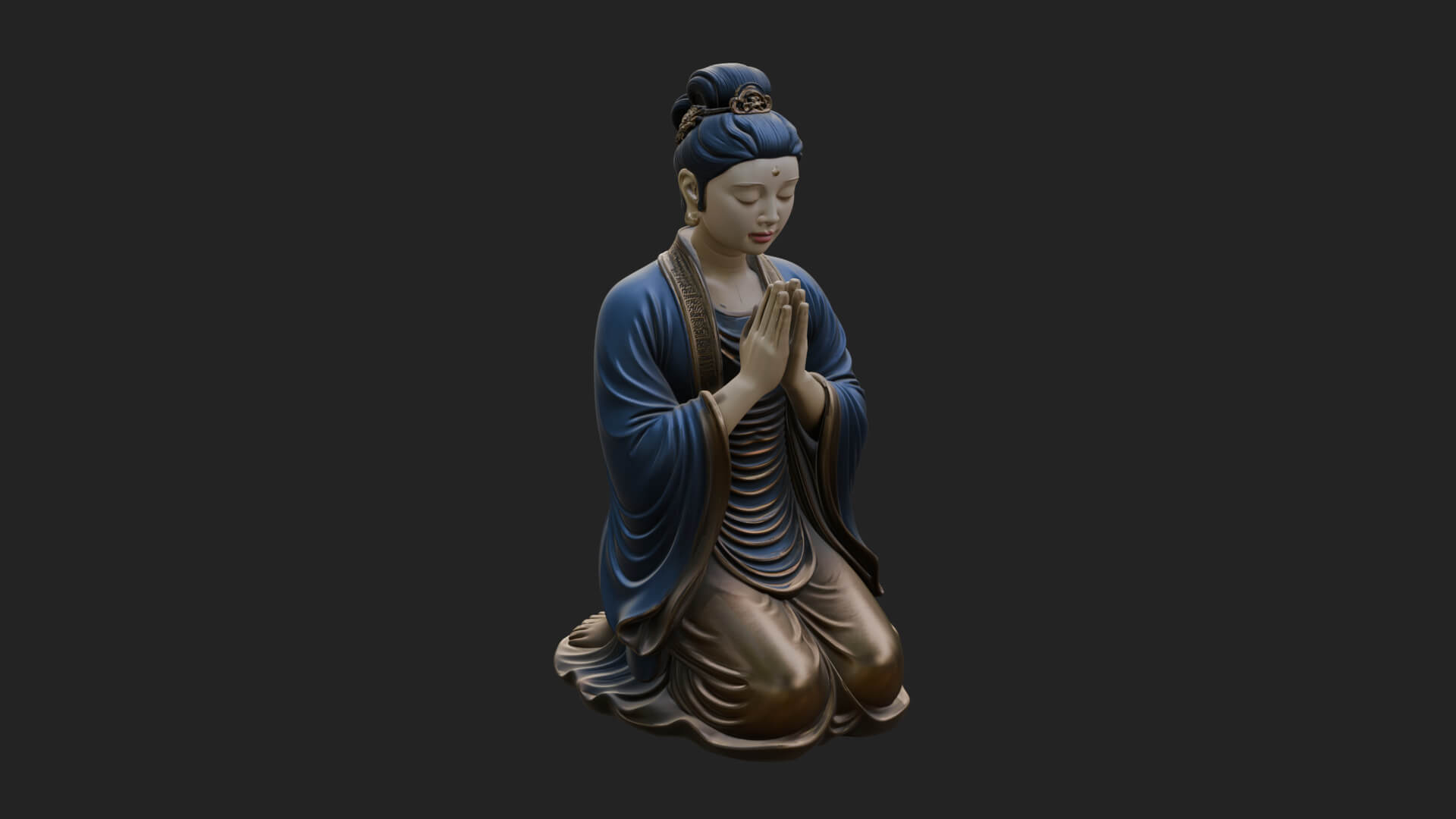 Kneeling Hanfu Lady Statue Design 6 3D Print Model 3D Model