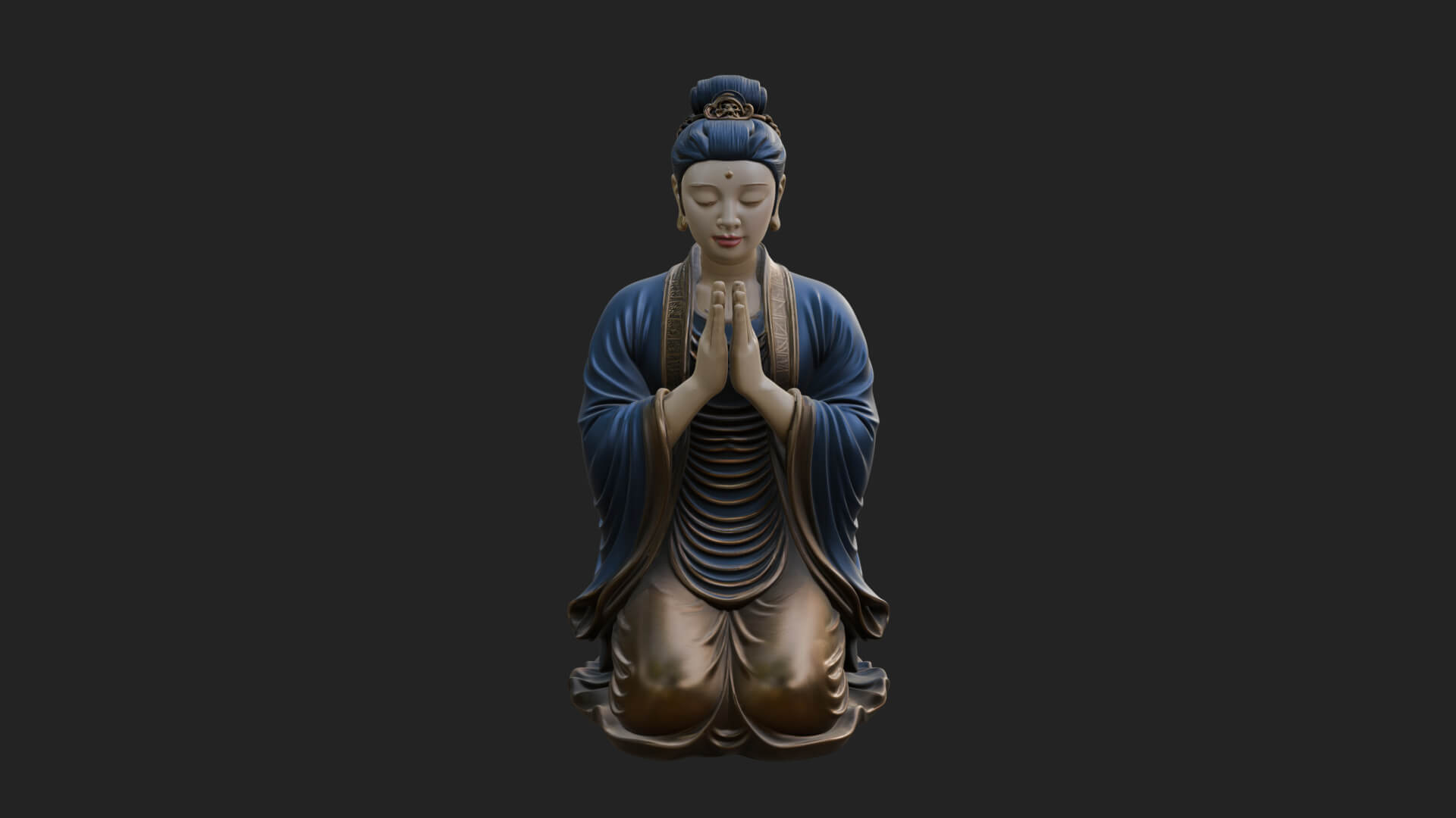 Kneeling Hanfu Lady Statue Design 6 3D Print Model 3D Model