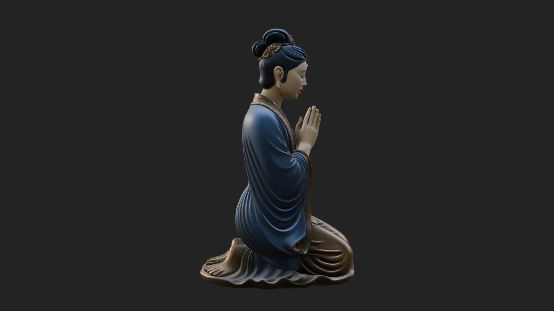 Kneeling Hanfu Lady Statue Design 6 3D Print Model 3D Model