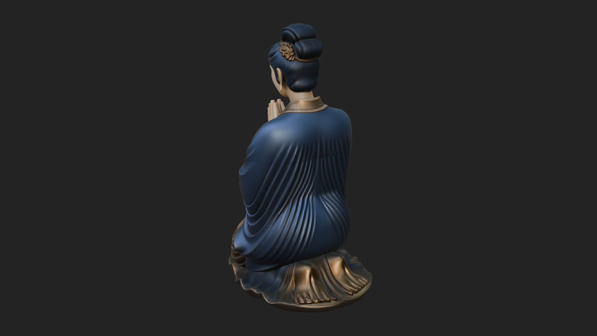 Kneeling Hanfu Lady Statue Design 6 3D Print Model 3D Model