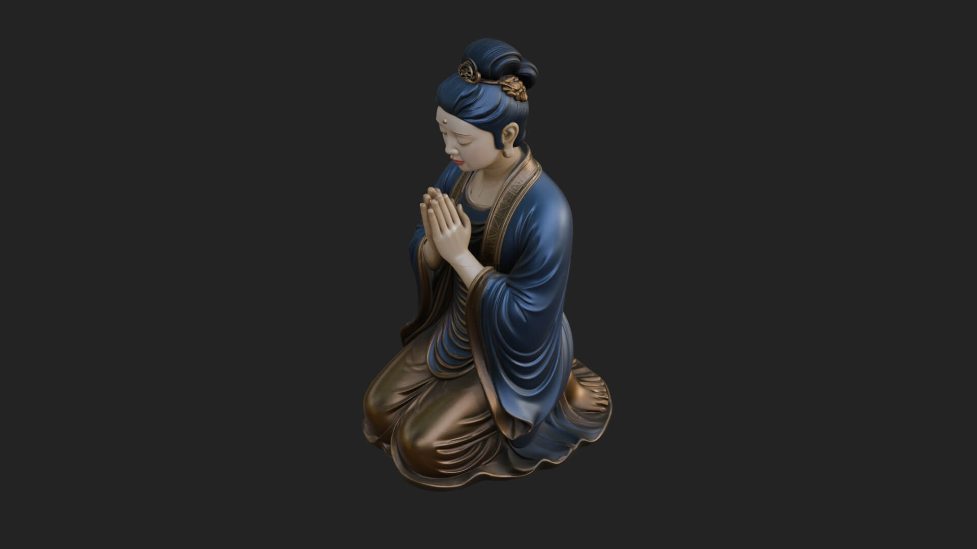 Kneeling Hanfu Lady Statue Design 6 3D Print Model 3D Model