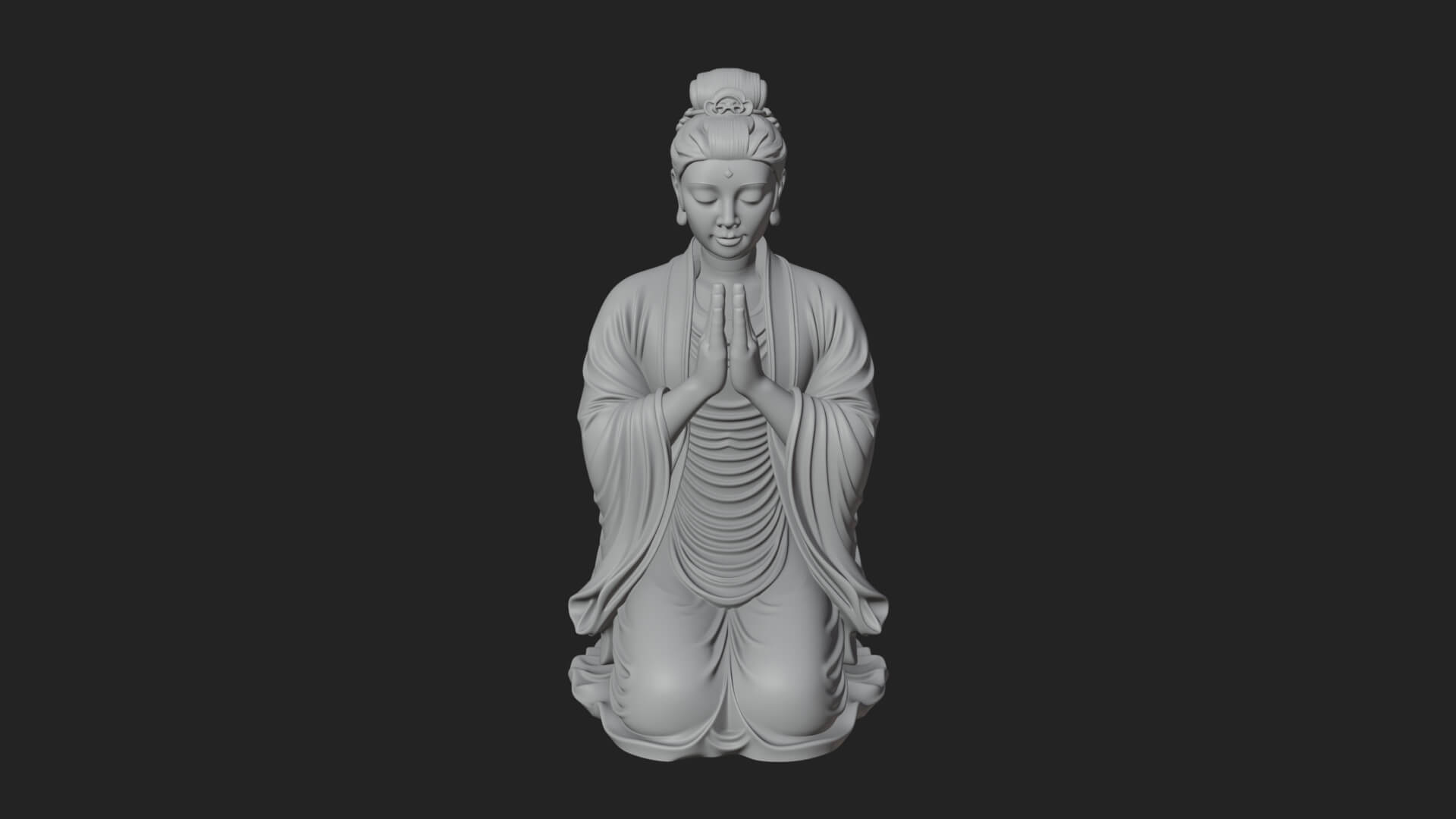 Kneeling Hanfu Lady Statue Design 6 3D Print Model 3D Model