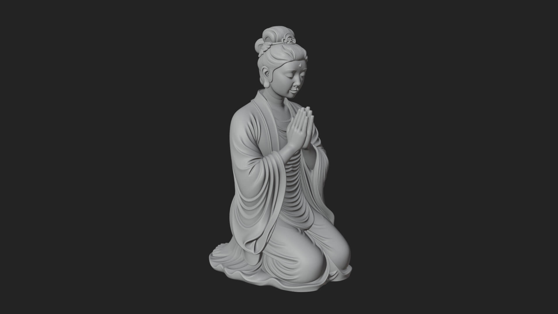 Kneeling Hanfu Lady Statue Design 6 3D Print Model 3D Model