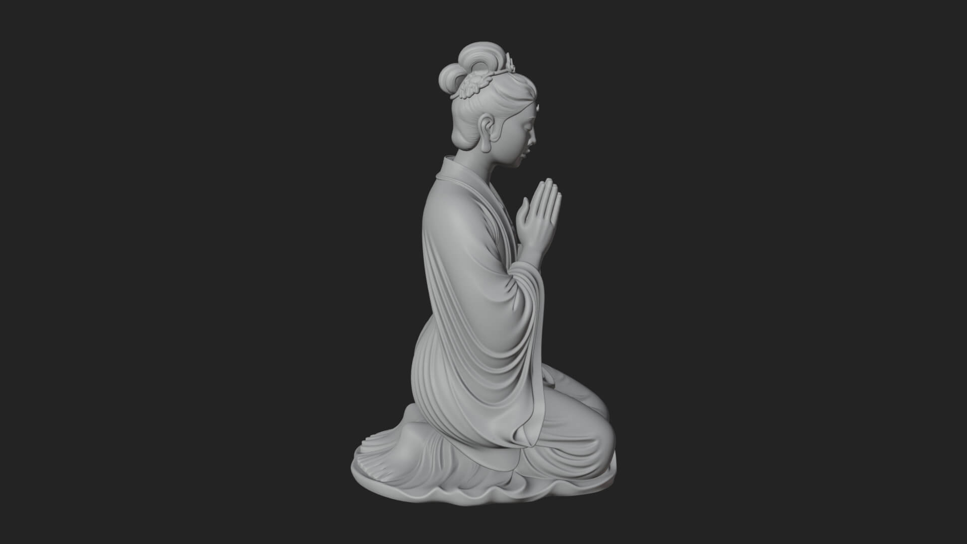 Kneeling Hanfu Lady Statue Design 6 3D Print Model 3D Model
