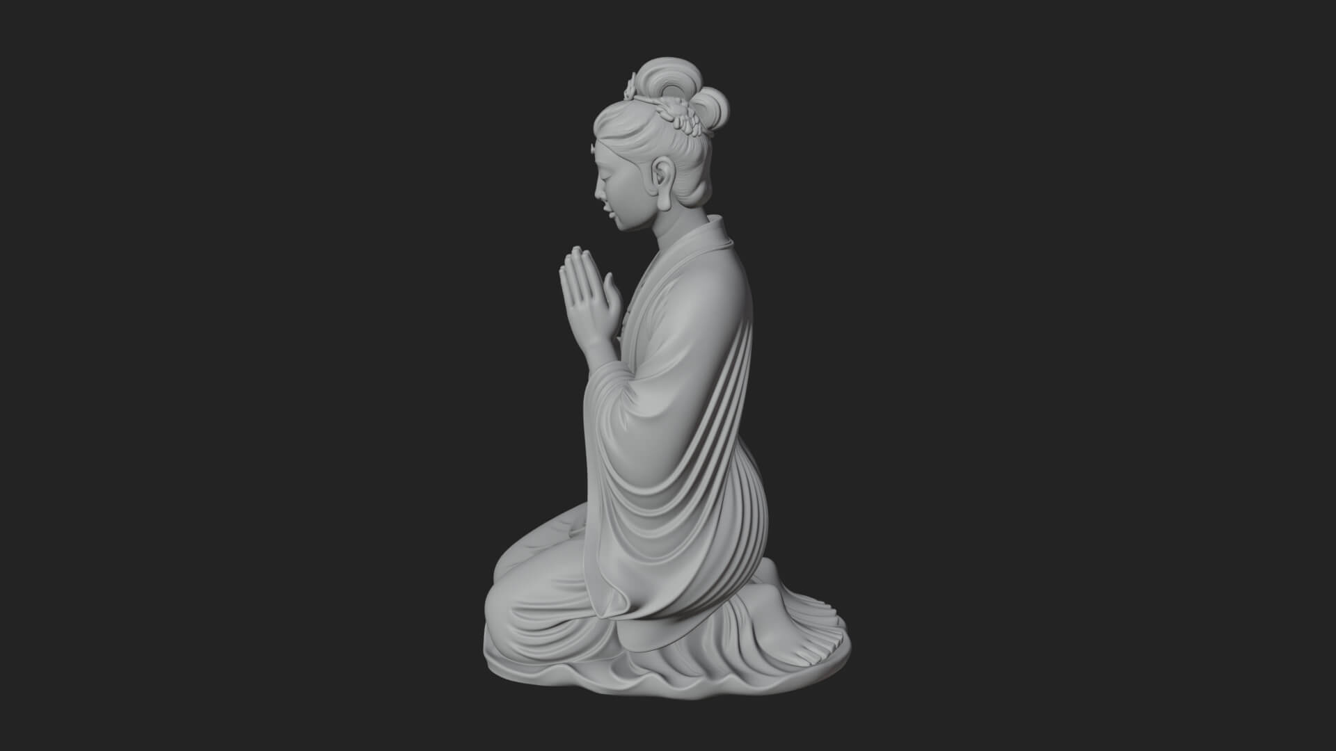 Kneeling Hanfu Lady Statue Design 6 3D Print Model 3D Model