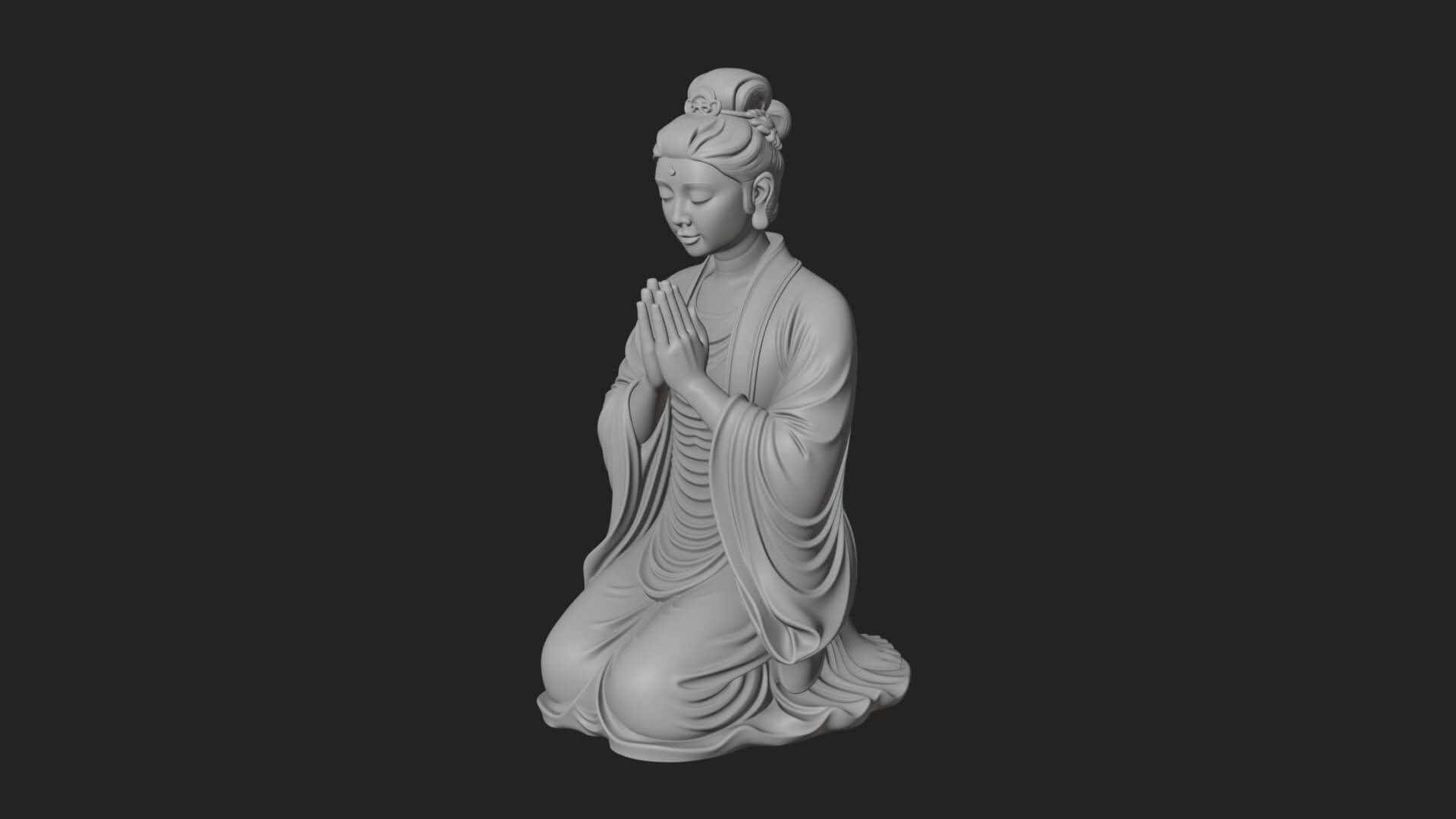 Kneeling Hanfu Lady Statue Design 6 3D Print Model 3D Model